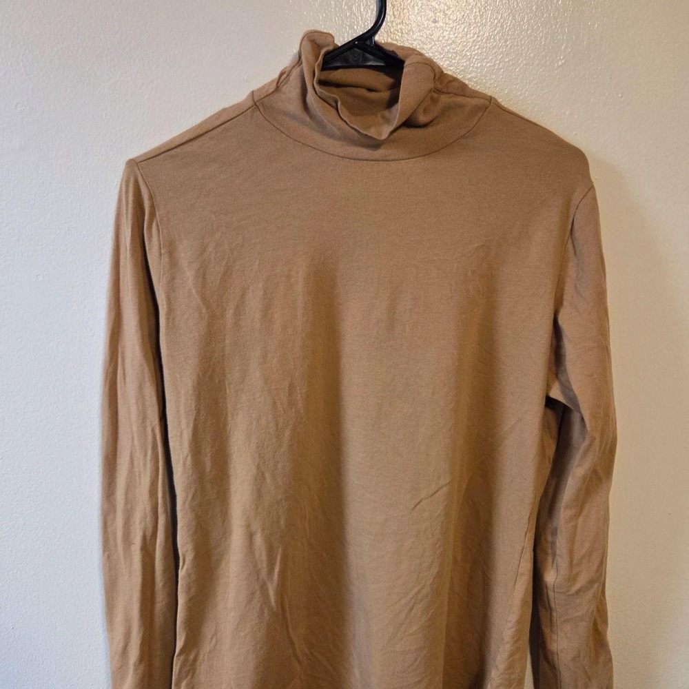 Ambiance Womens 2X Camel Tan Long Sleeve Turtleneck Stretch Layering Top